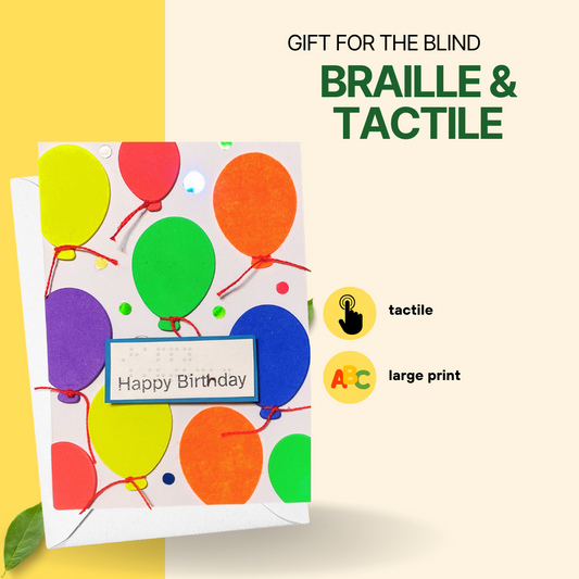 Colorful Balloons Braille & Tactile Birthday Card