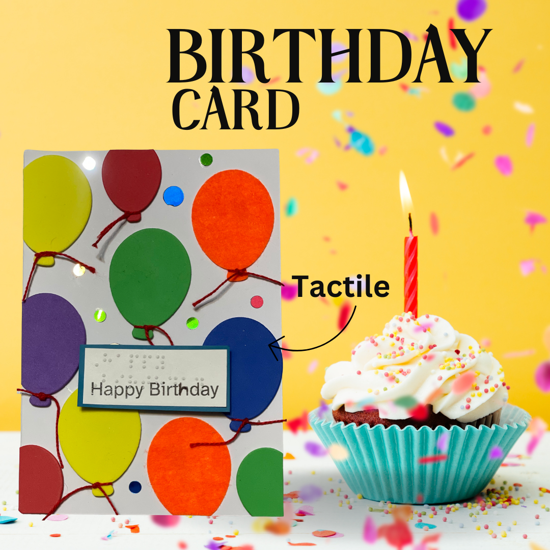 Colorful Balloons Braille & Tactile Birthday Card