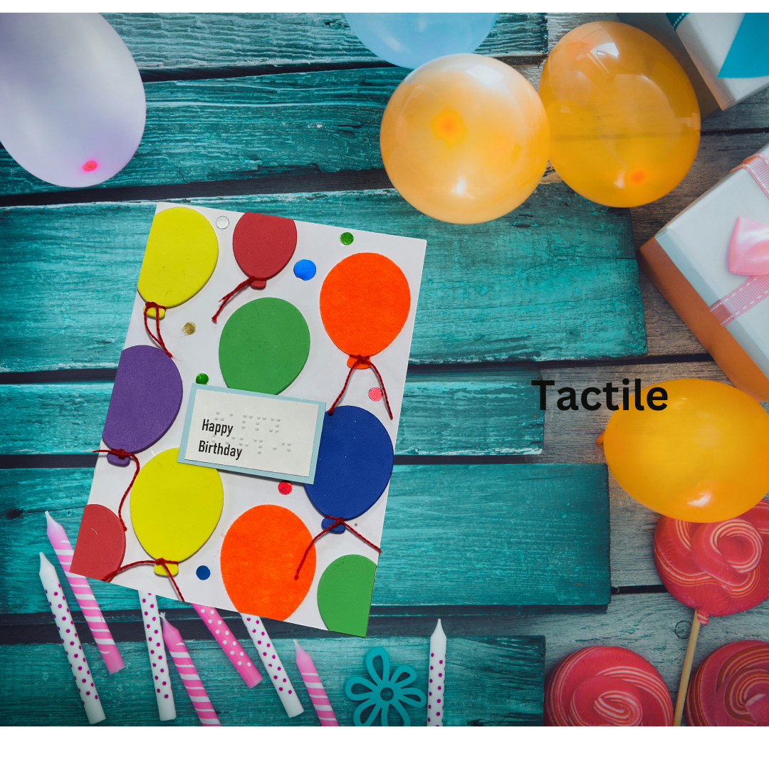 Colorful Balloons Braille & Tactile Birthday Card