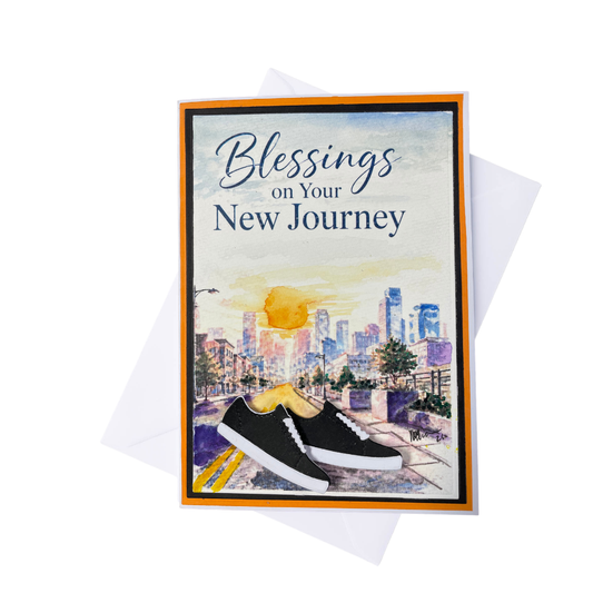 "Blessings on Your New Journey" – Handmade Braille & Large Print Greeting Card