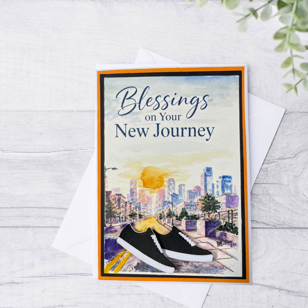 "Blessings on Your New Journey" – Handmade Braille & Large Print Greeting Card