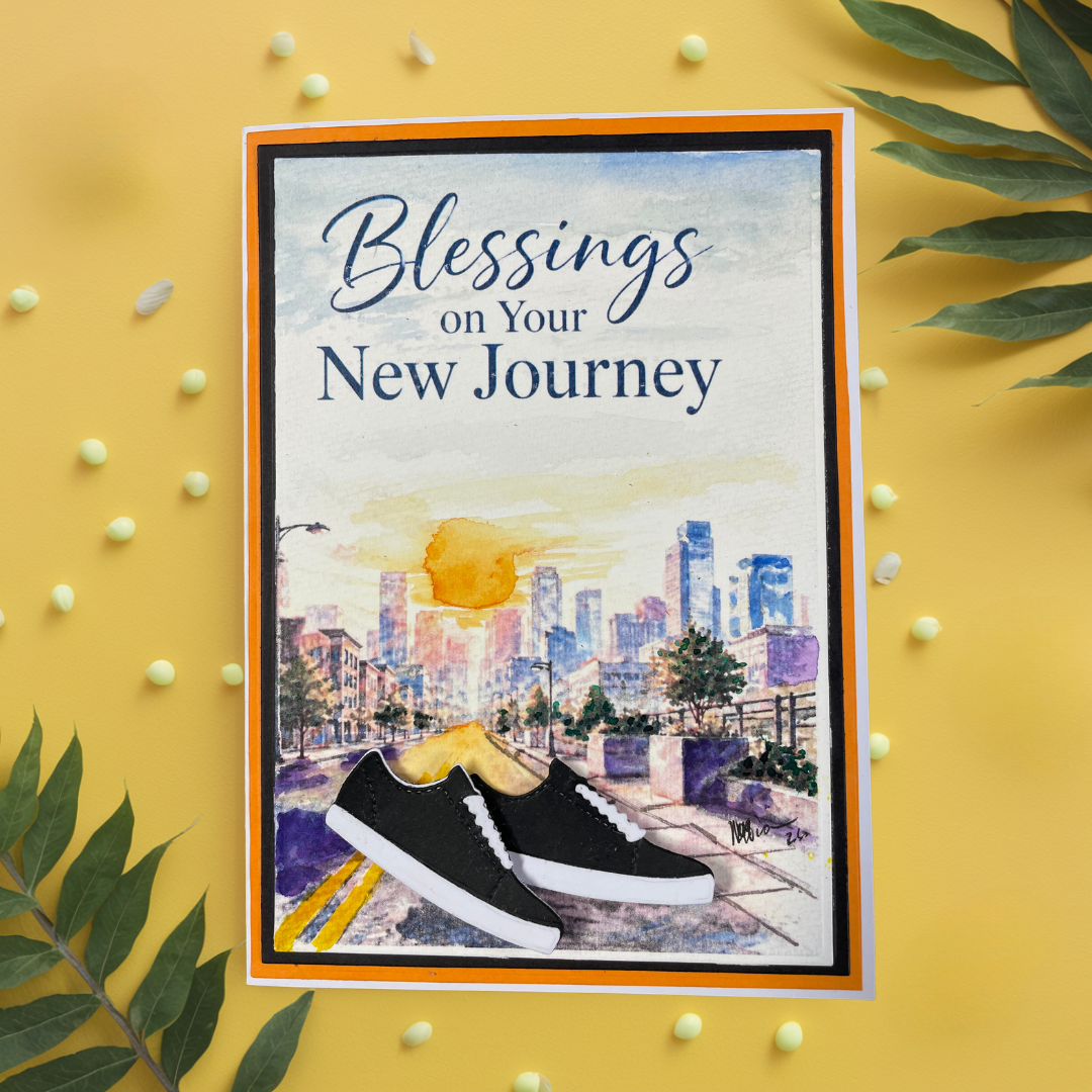 "Blessings on Your New Journey" – Handmade Braille & Large Print Greeting Card