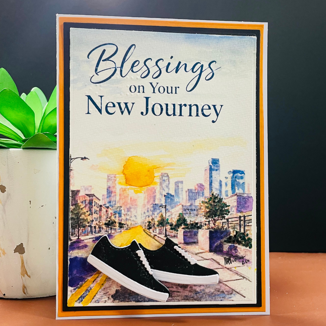 "Blessings on Your New Journey" – Handmade Braille & Large Print Greeting Card