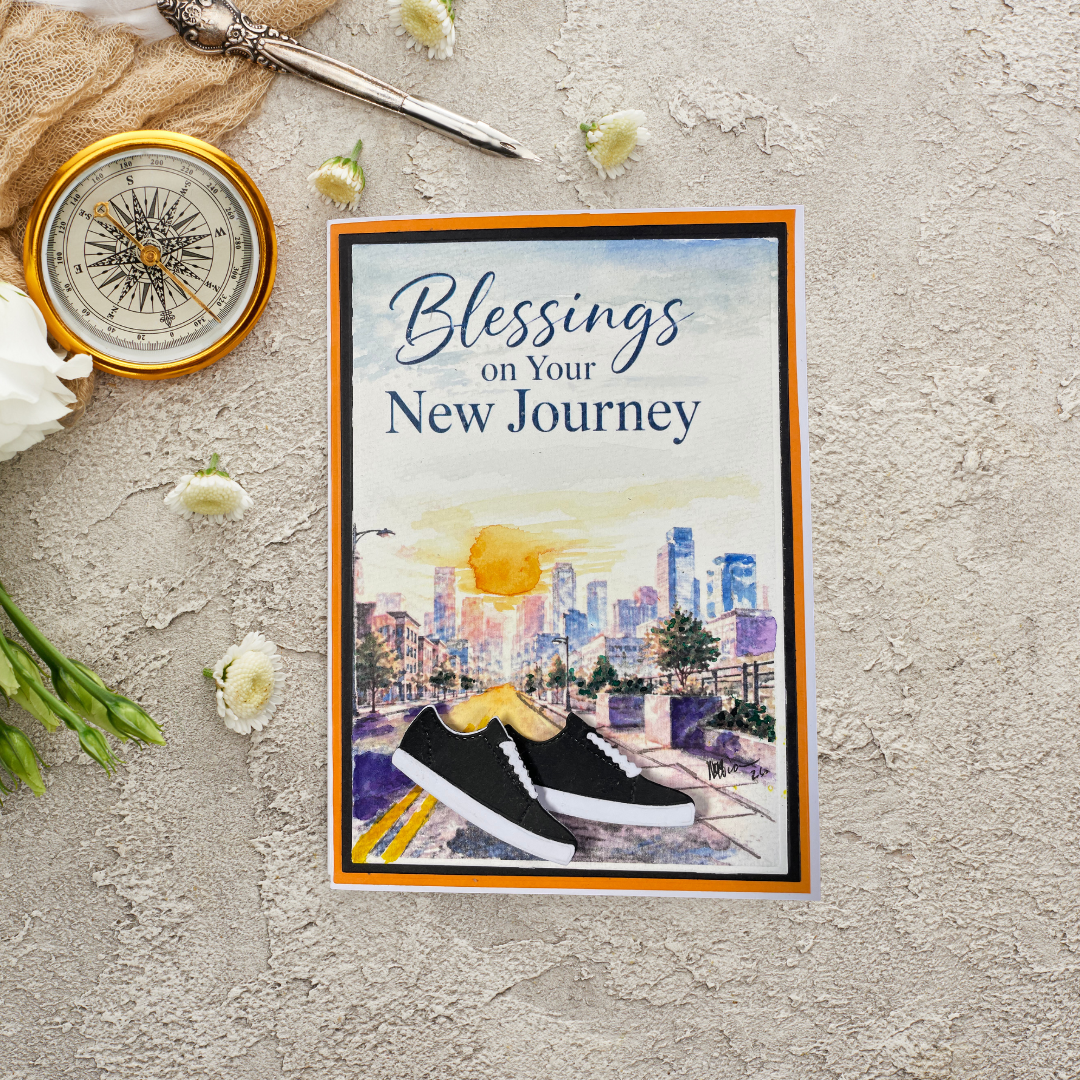 "Blessings on Your New Journey" – Handmade Braille & Large Print Greeting Card