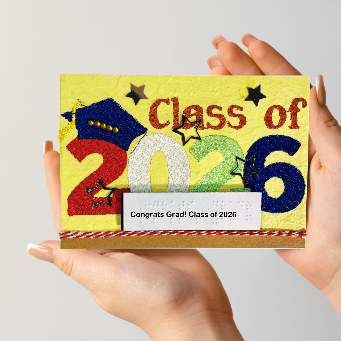 Class of 2026 Graduation Card – Braille & Large Print Handmade Card