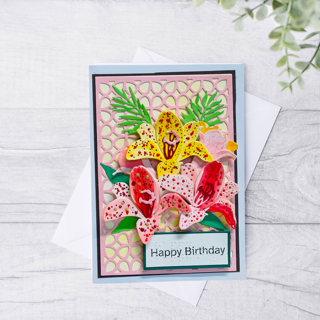 Braille Floral Birthday Card
