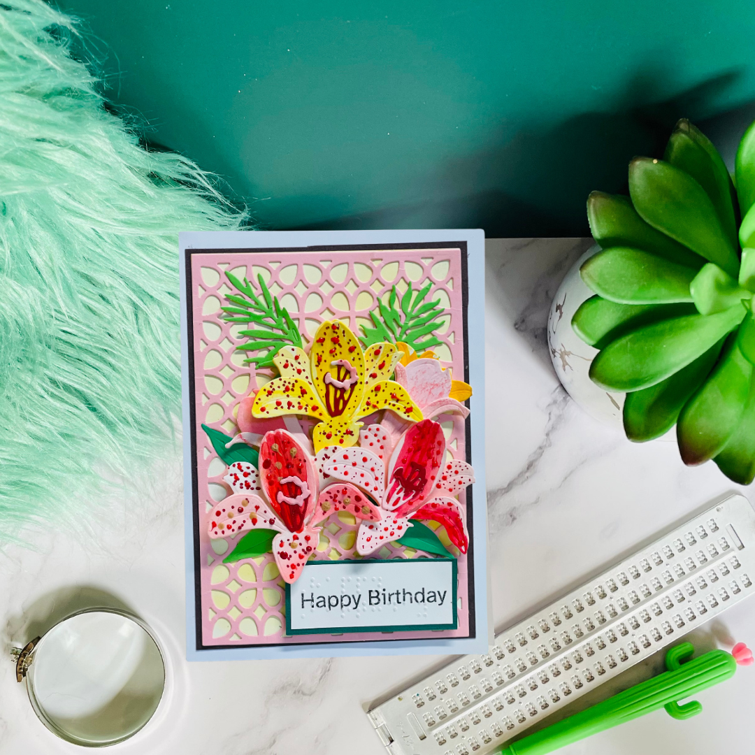 Braille Floral Birthday Card