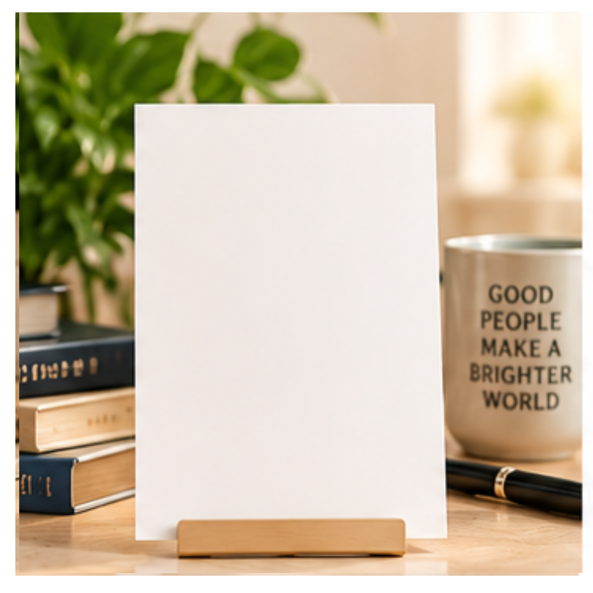 Blank custom greeting card for him on a styled background for GREETINGSINBRAILLE Design Your Card