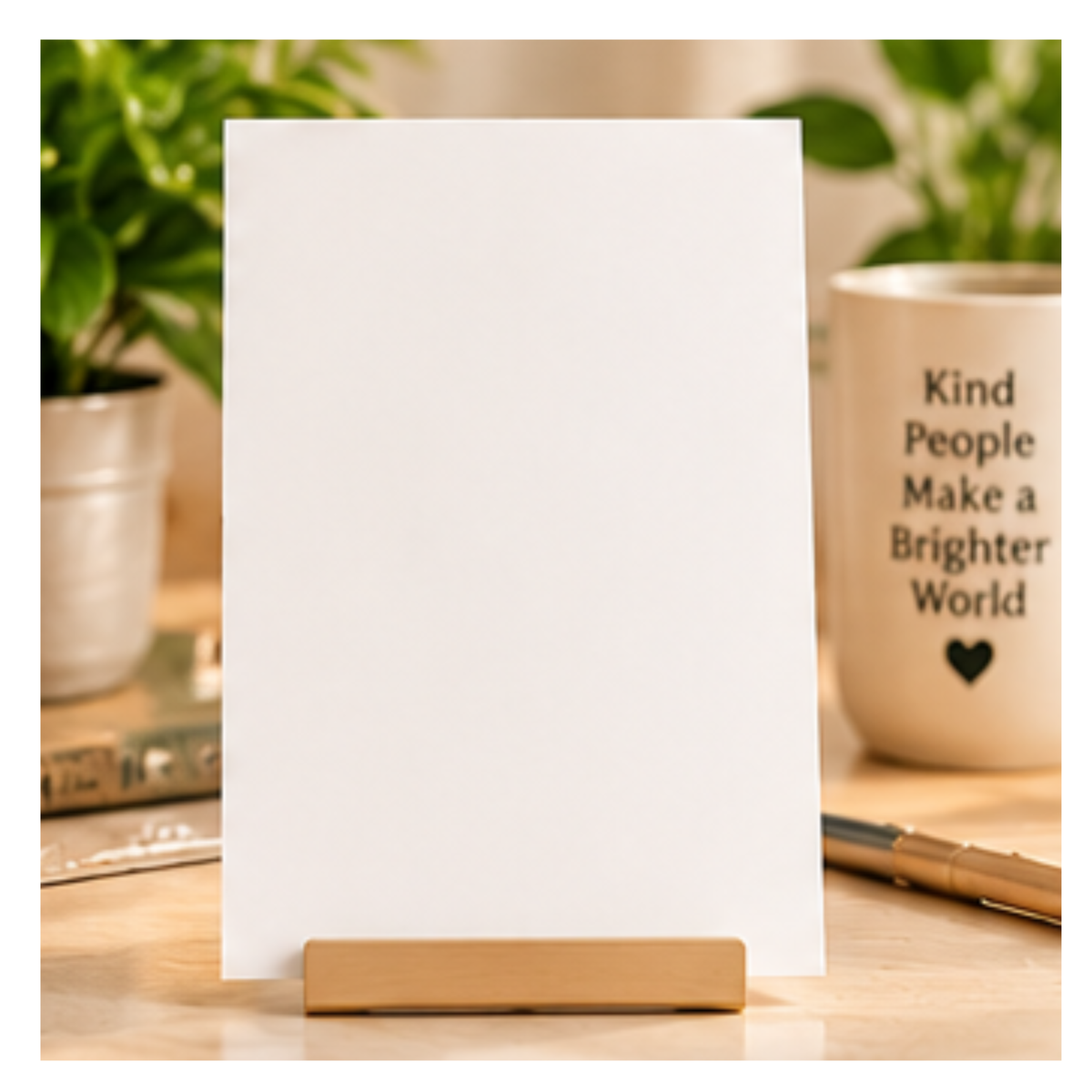 Blank custom thank you greeting card on a warm styled background for GREETINGSINBRAILLE Design Your Card