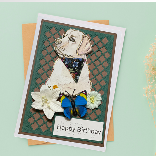 Handmade Tactile Greeting Card – Furry Friend Edition (Braille Large Print)