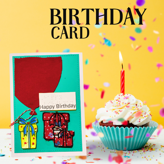 Gift & Balloon Braille Birthday Card (Copy)