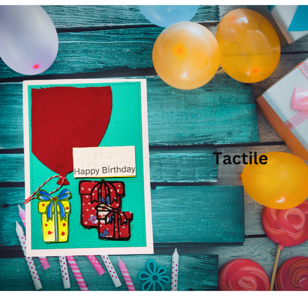 Gift & Balloon Braille Birthday Card