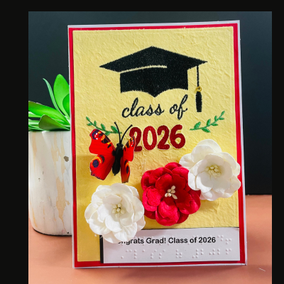 Congrats Grad! Class of 2026 Braille Greeting Card – Boxed Gift