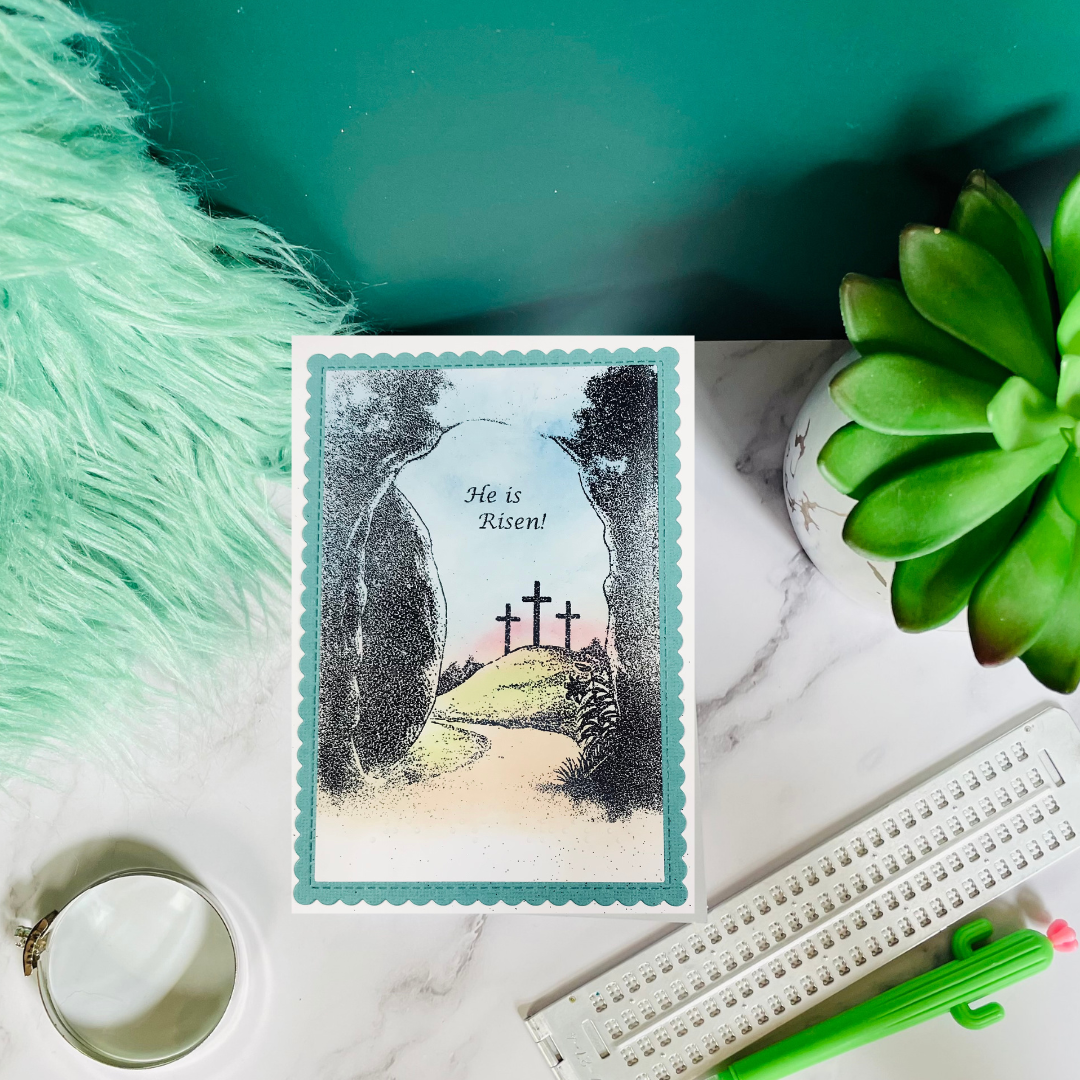 Braille Easter Greeting Cards Card – “He is Risen!”