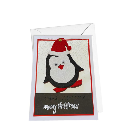 Braille Christmas Greetings Card "Interactive Penguin"