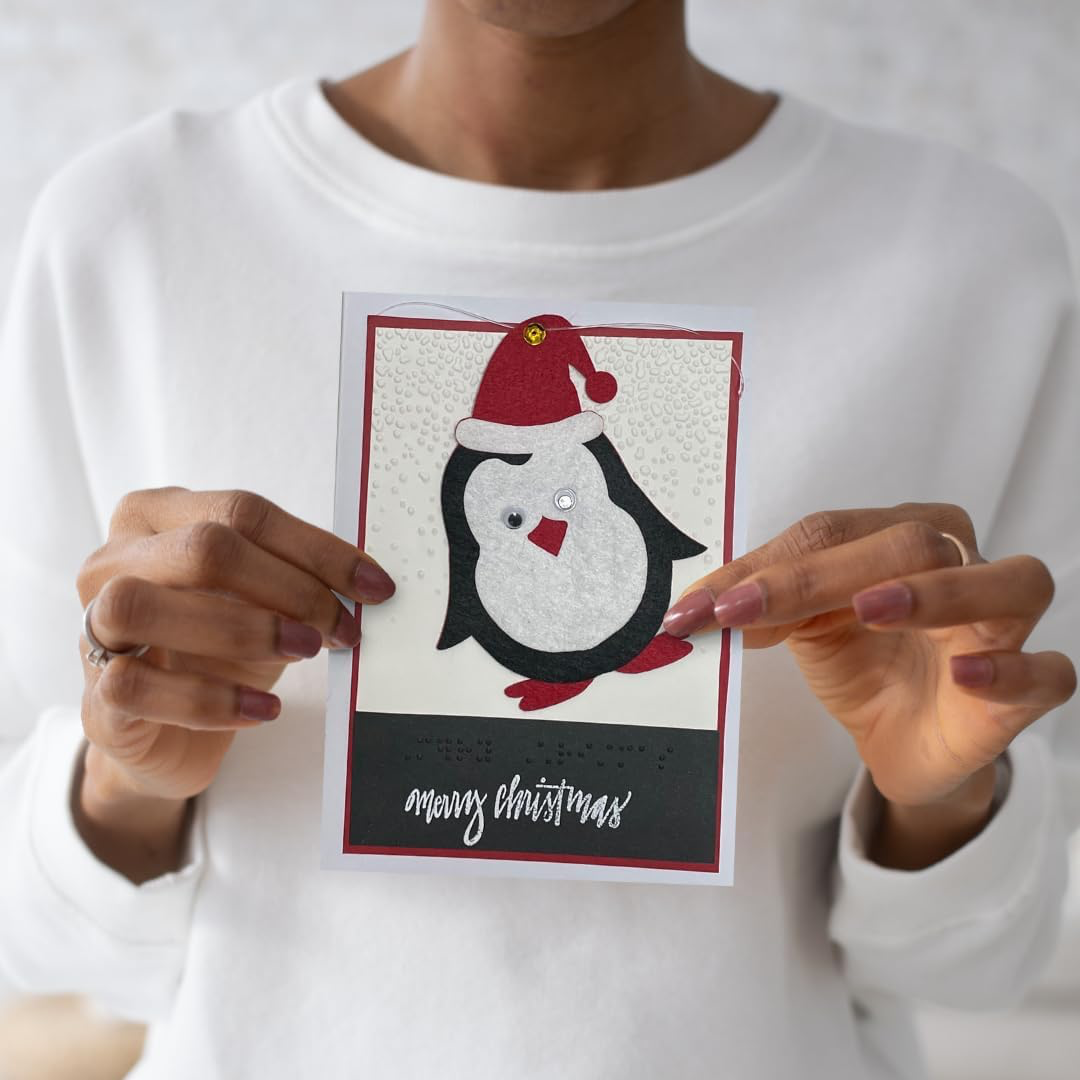 Braille Christmas Greetings Card "Interactive Penguin"
