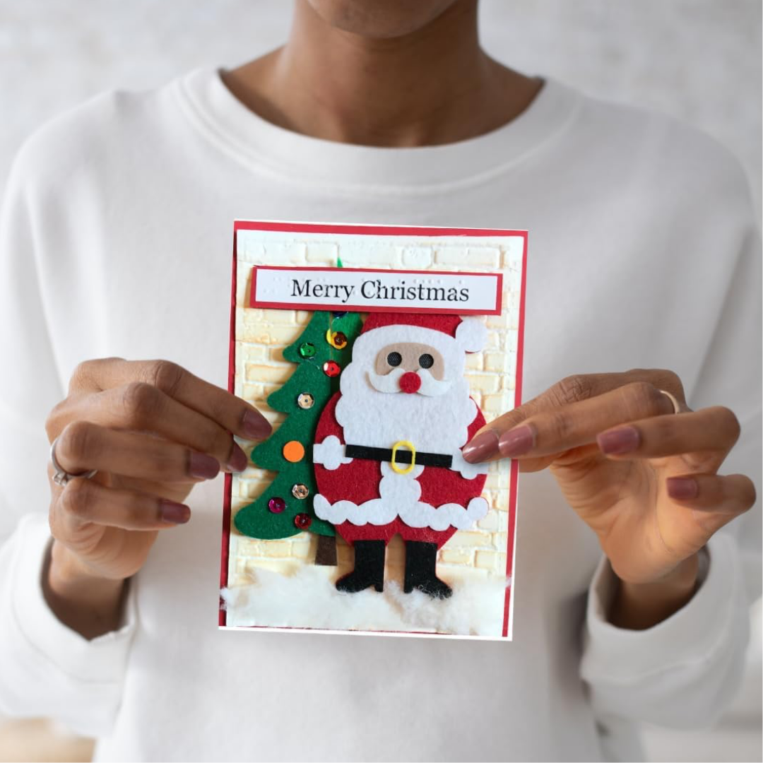 Braille Christmas Greeting Card "Santa & Christmas Tree"