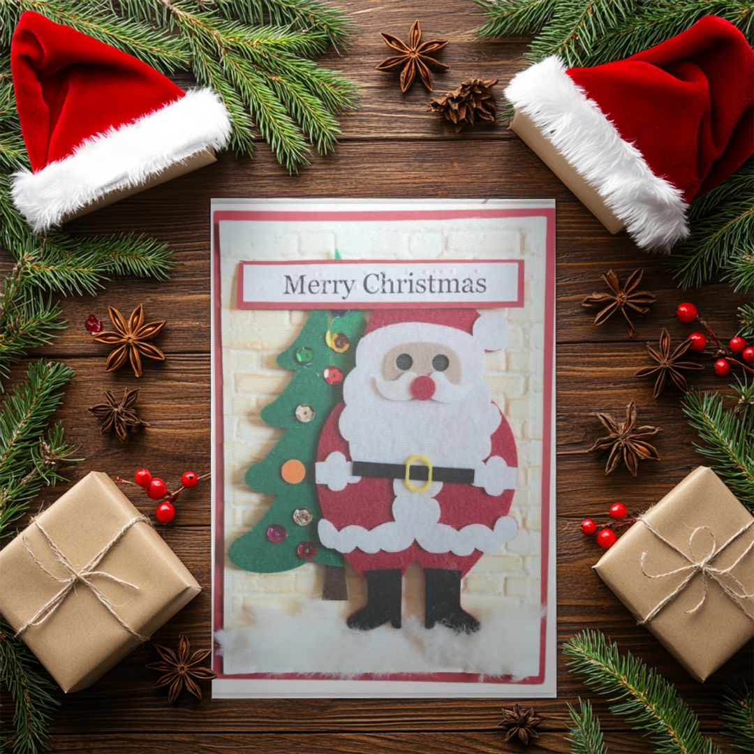 Braille Christmas Greeting Card "Santa & Christmas Tree"