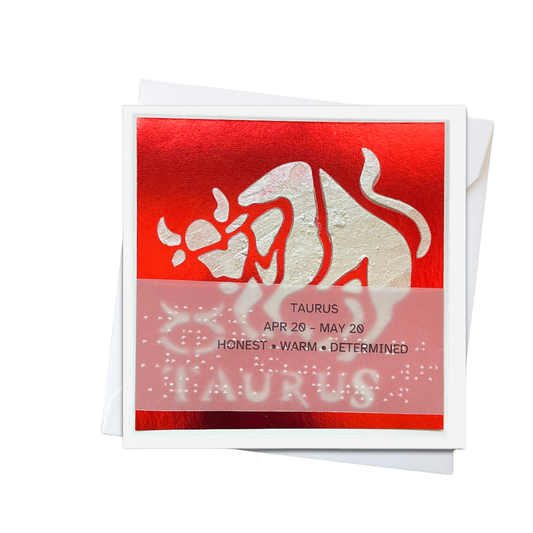 Taurus Zodiac Birthday Card in Braille, Tactile & Print (April 20 - May 20)