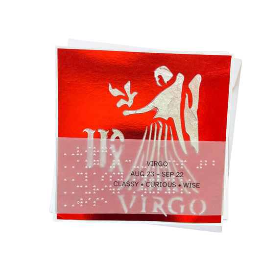 Virgo Zodiac Birthday Card in Braille, Tactile & Print (August 23 - September 22)