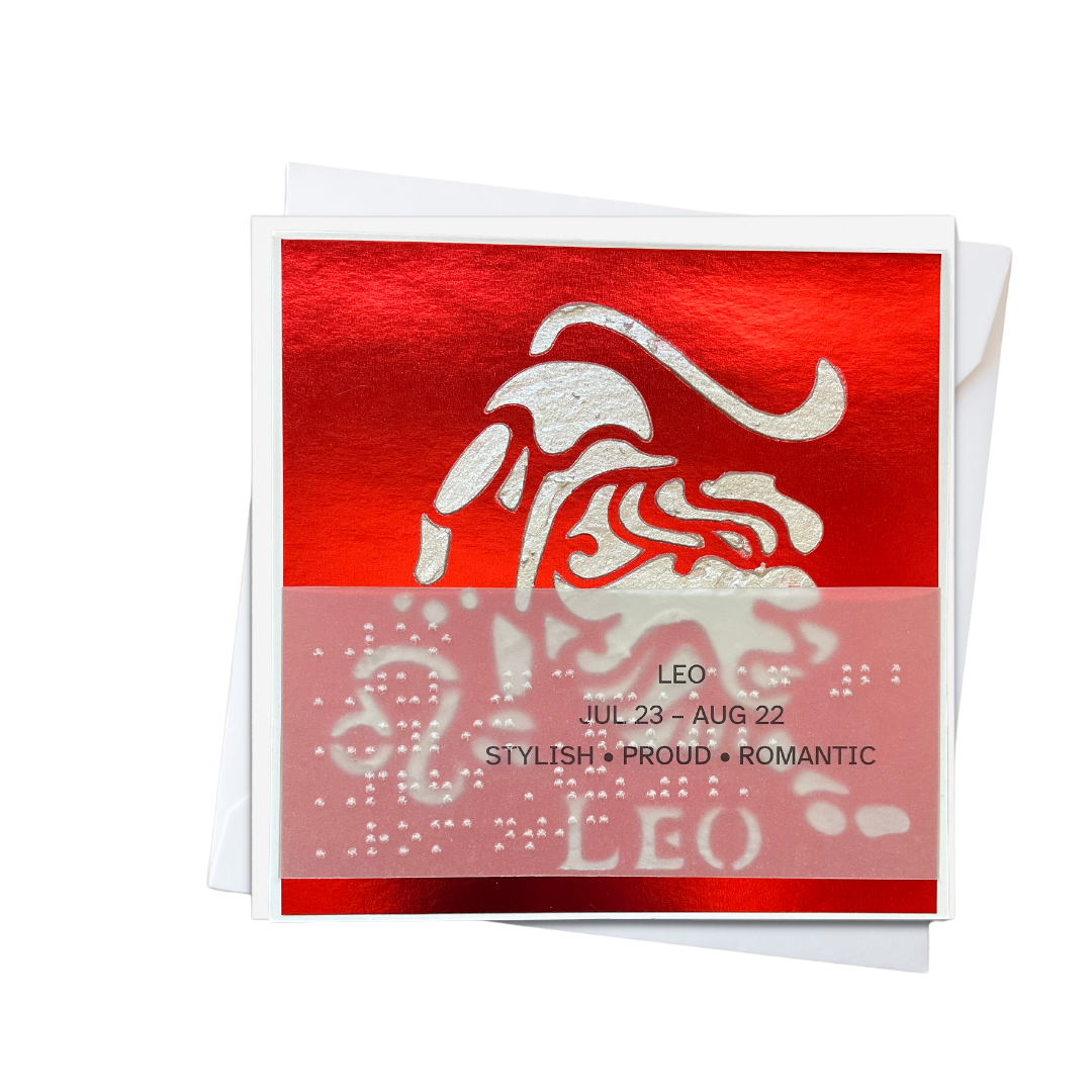 Leo Zodiac Birthday Card in Braille, Tactile & Print (July 23 - August 22)