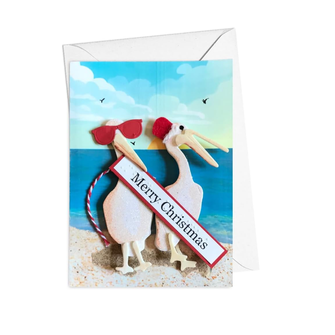 Braille Christmas Greeting Card "Beach Side Birds"
