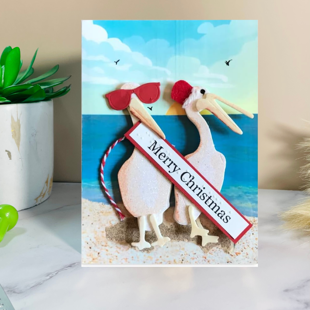 Braille Christmas Greeting Card "Beach Side Birds"