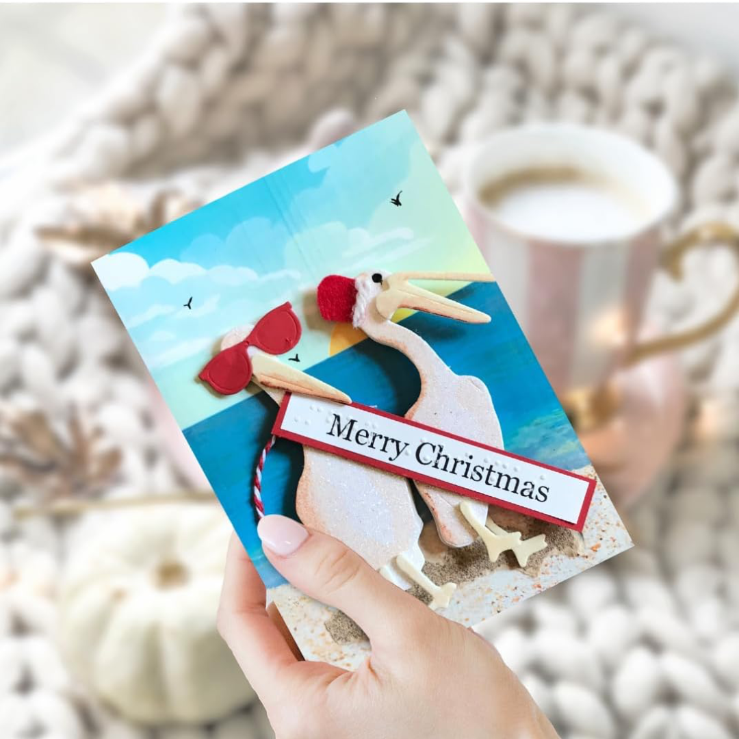 Braille Christmas Greeting Card "Beach Side Birds"