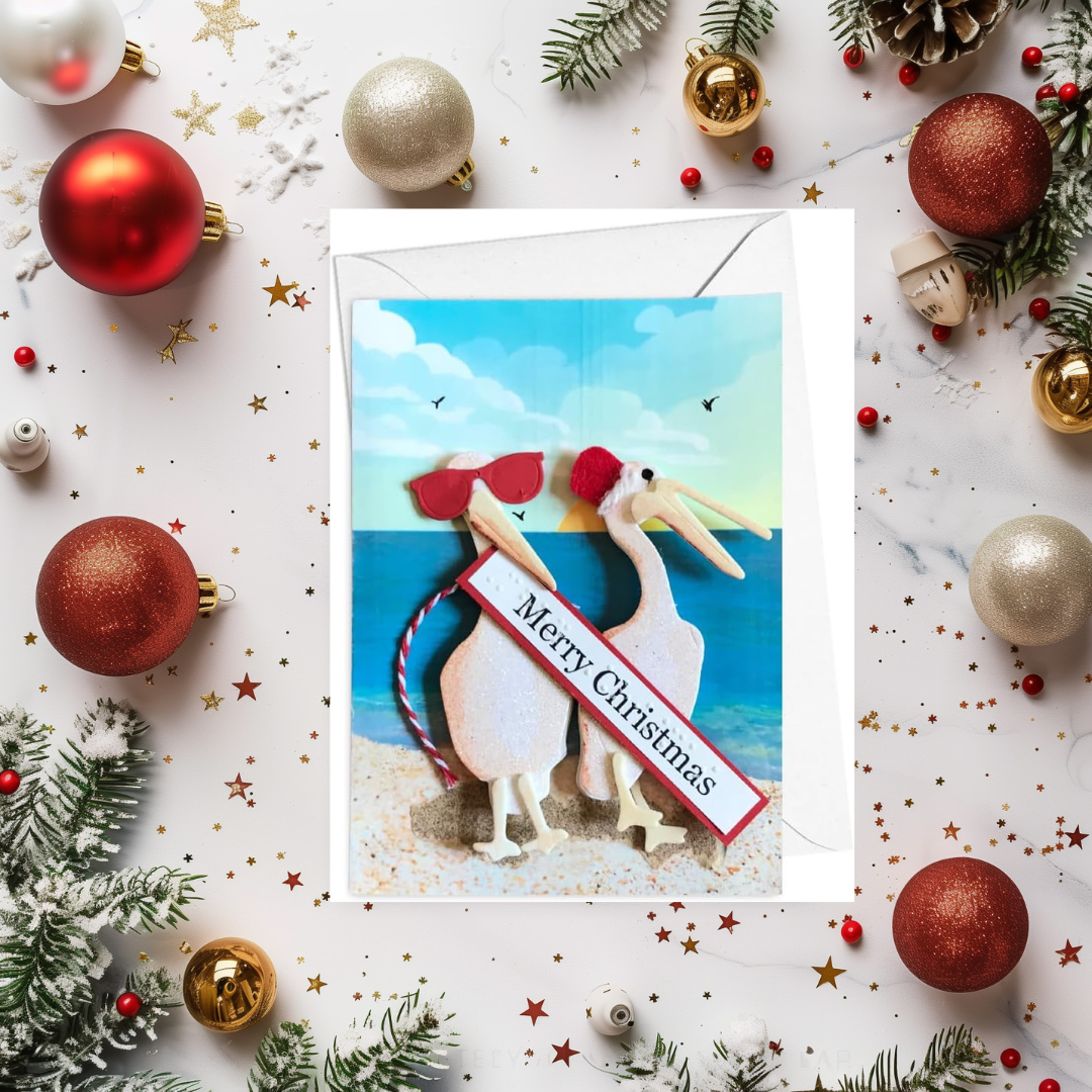 Braille Christmas Greeting Card "Beach Side Birds"