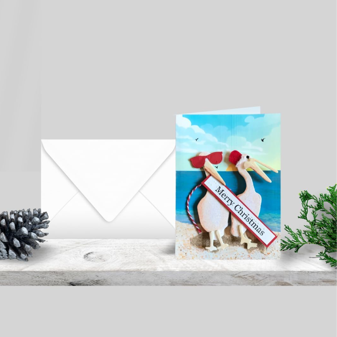 Braille Christmas Greeting Card "Beach Side Birds"