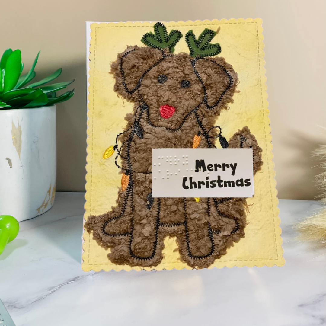 Braille Christmas Greeting Card "Bella  the Christmas Dog"