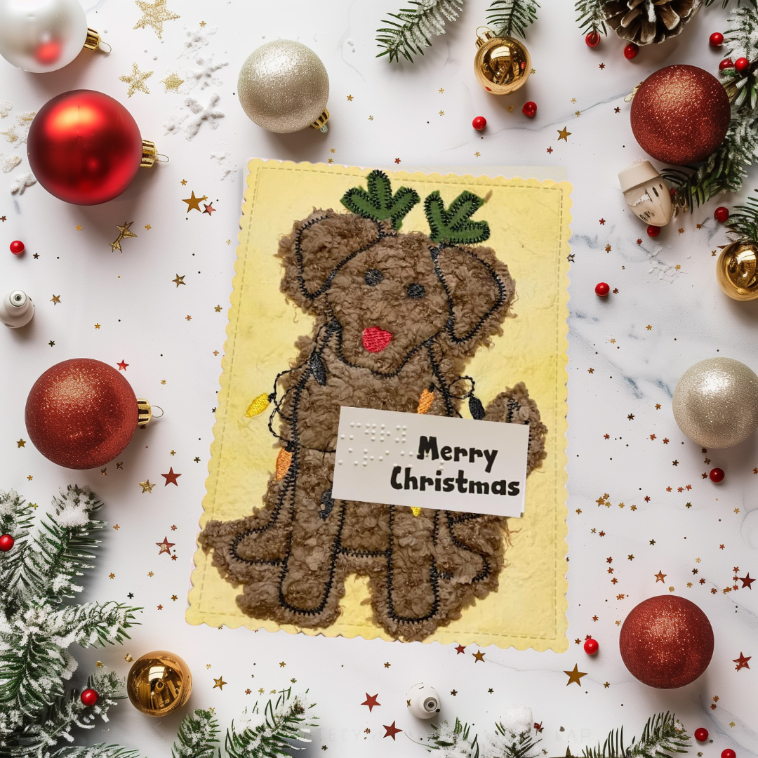 Braille Christmas Greeting Card "Bella  the Christmas Dog"