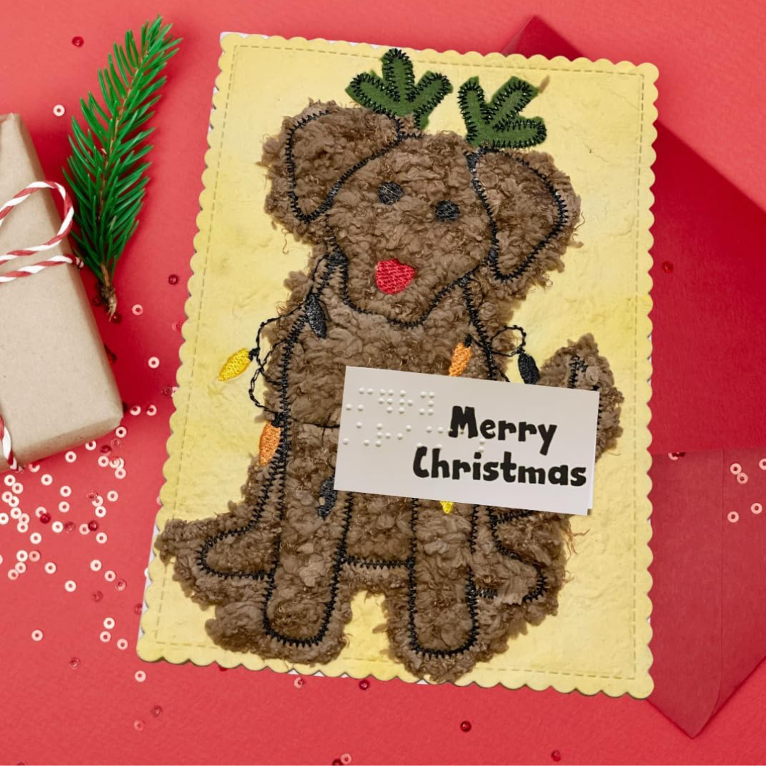 Braille Christmas Greeting Card "Bella  the Christmas Dog"
