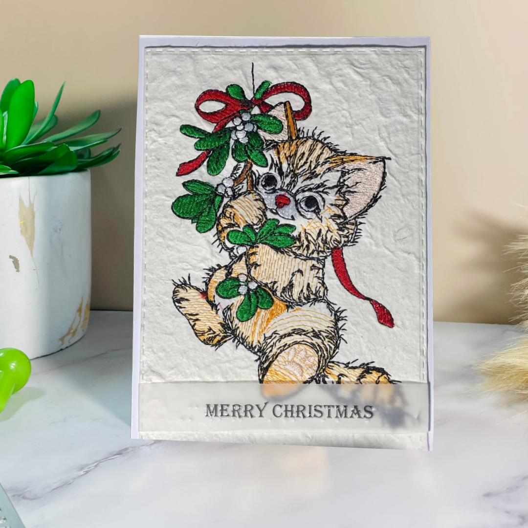 Braille Christmas Greeting Card – "Tabby Christmas Cat"