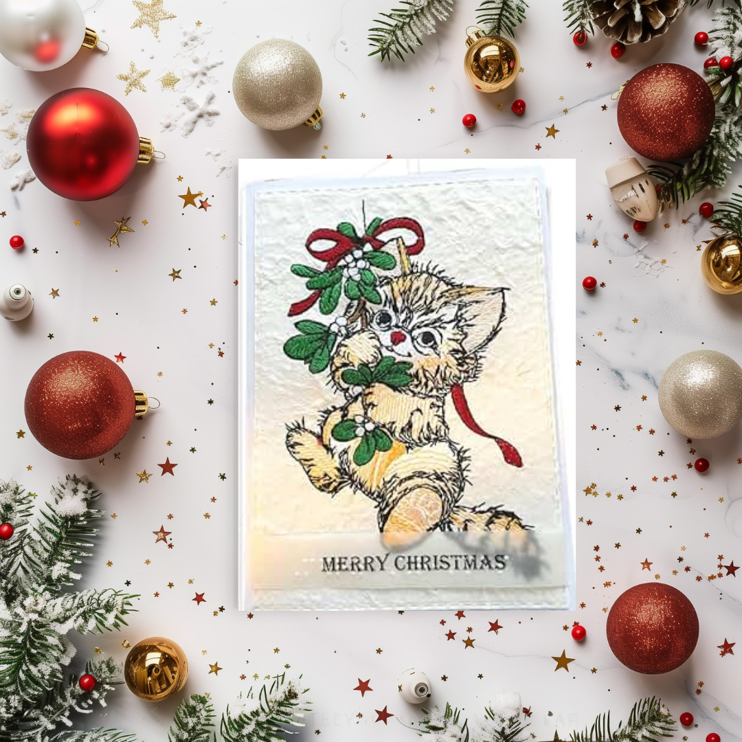 Braille Christmas Greeting Card – "Tabby Christmas Cat"