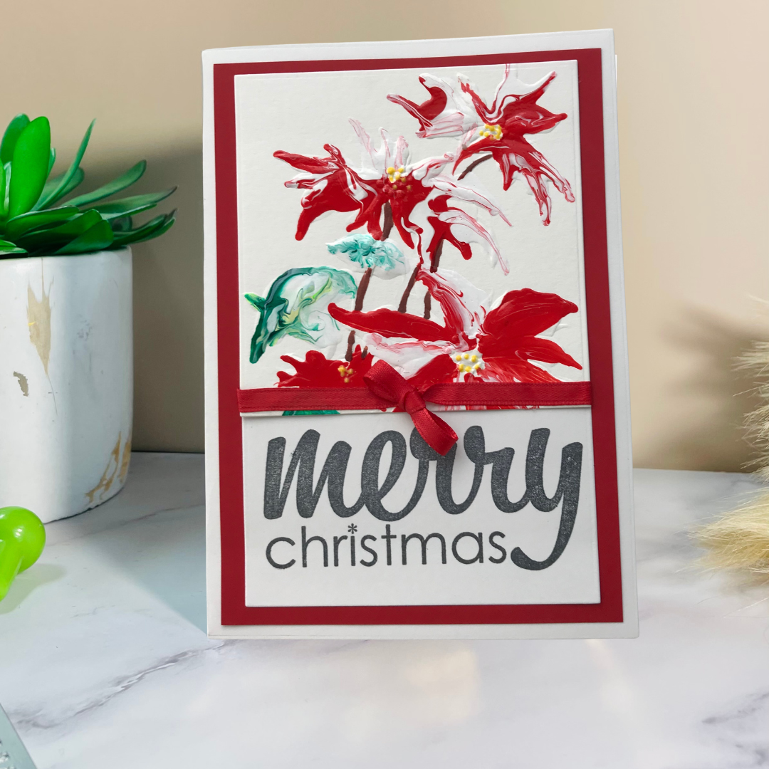 Braille Christmas Greeting Card – “Watercolor Poinsettia"