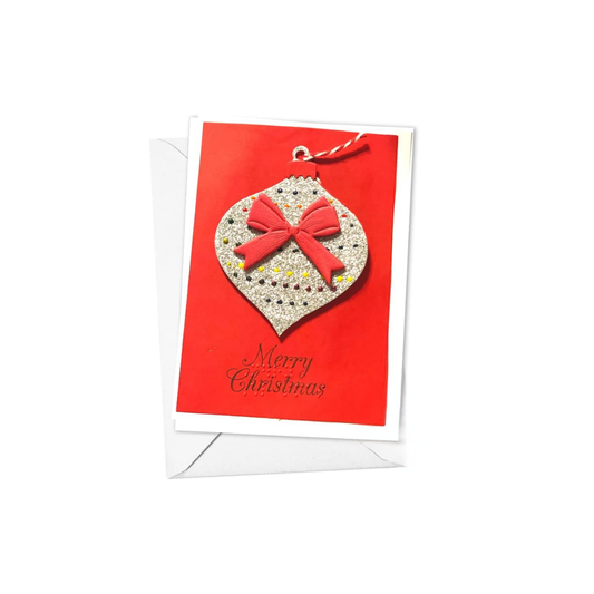 Braille Christmas Greeting Card – Tactile Ornament (Gold or Silver)