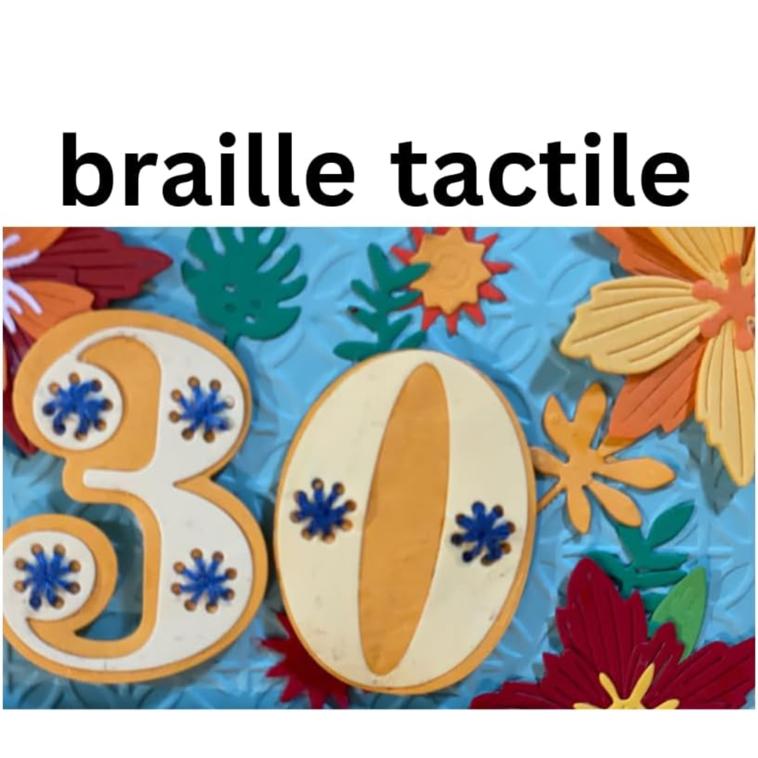 30 & Fabulous – Braille Birthday Card with Floral Design