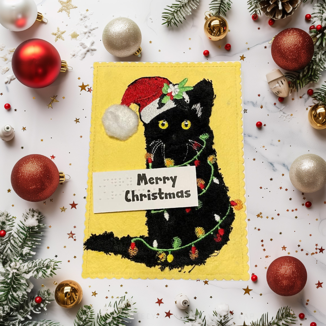 Braille Christmas Greeting Card – Lillie the Christmas Cat
