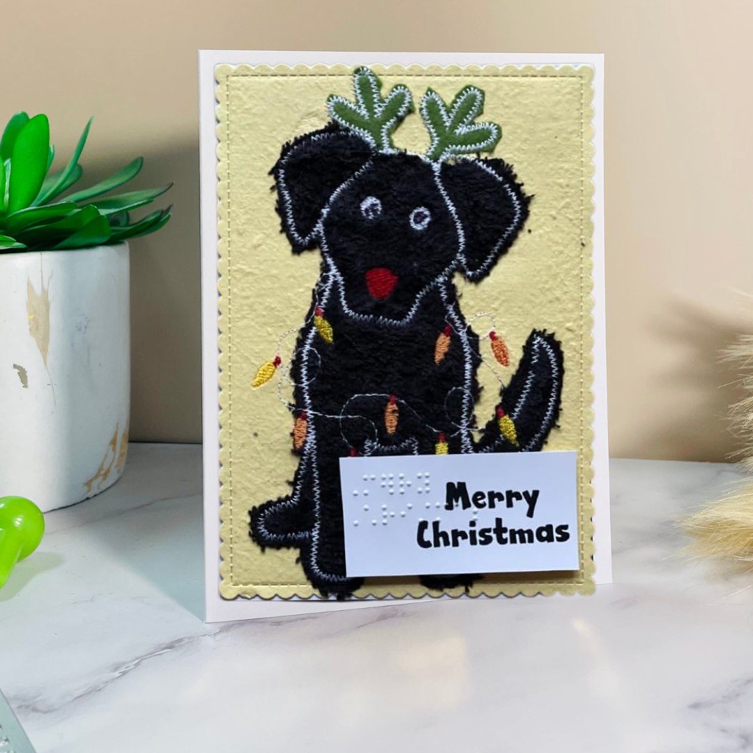 Braille Christmas Greeting Card – "Luna the Christmas Dog"