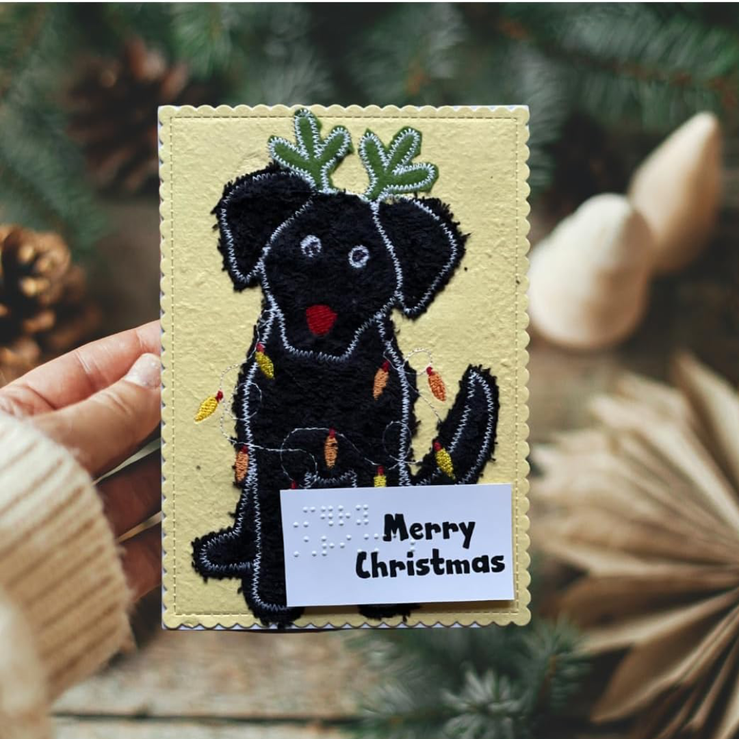 Braille Christmas Greeting Card – "Luna the Christmas Dog"