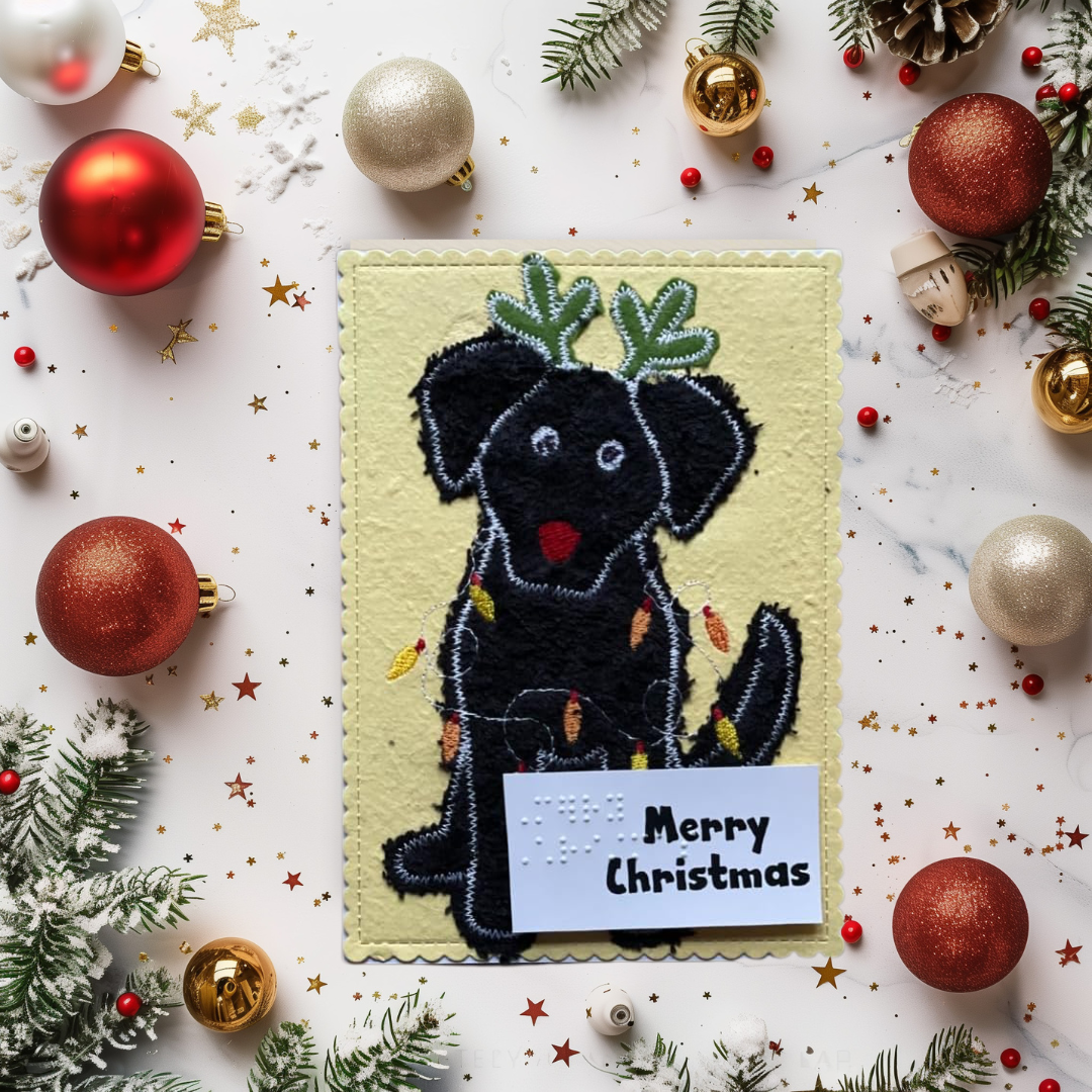 Braille Christmas Greeting Card – "Luna the Christmas Dog"