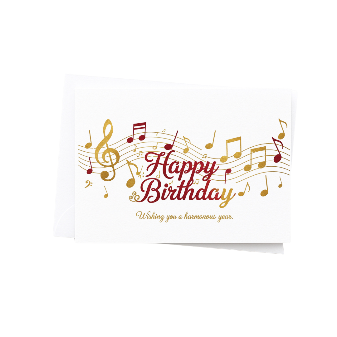 Birthday Card with Music Notes - Braille & Tactile