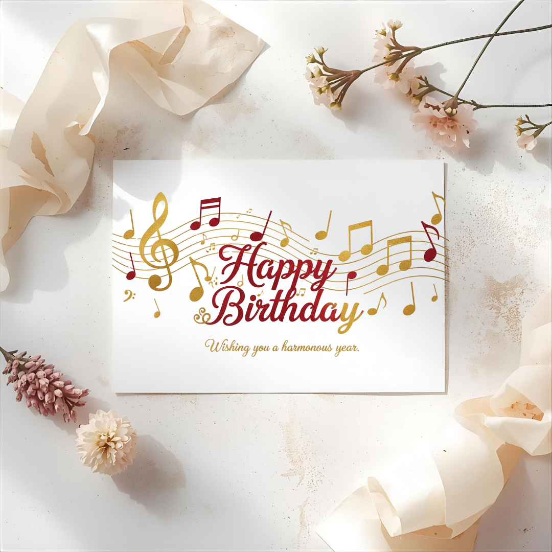 Birthday Card with Music Notes - Braille & Tactile