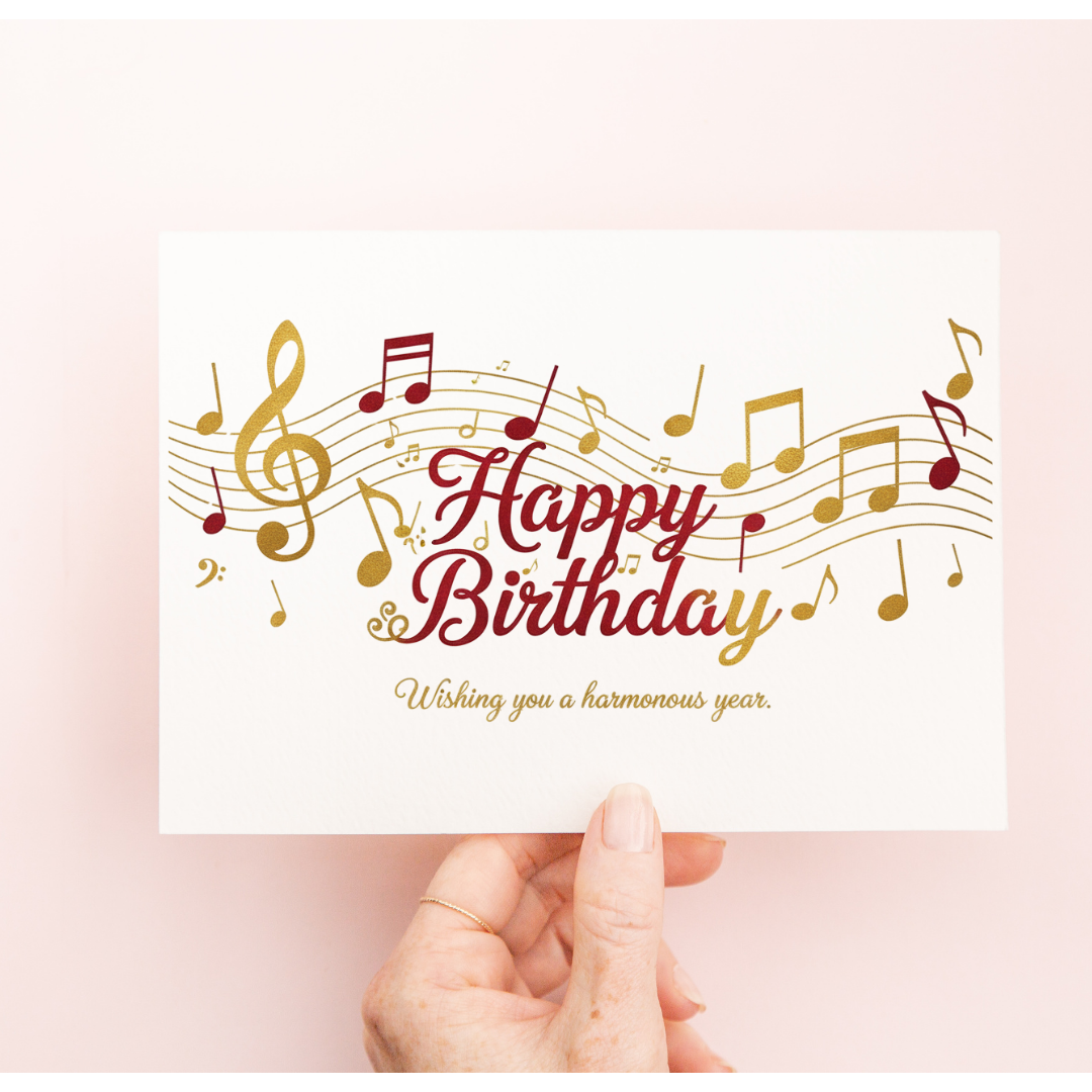 Birthday Card with Music Notes - Braille & Tactile