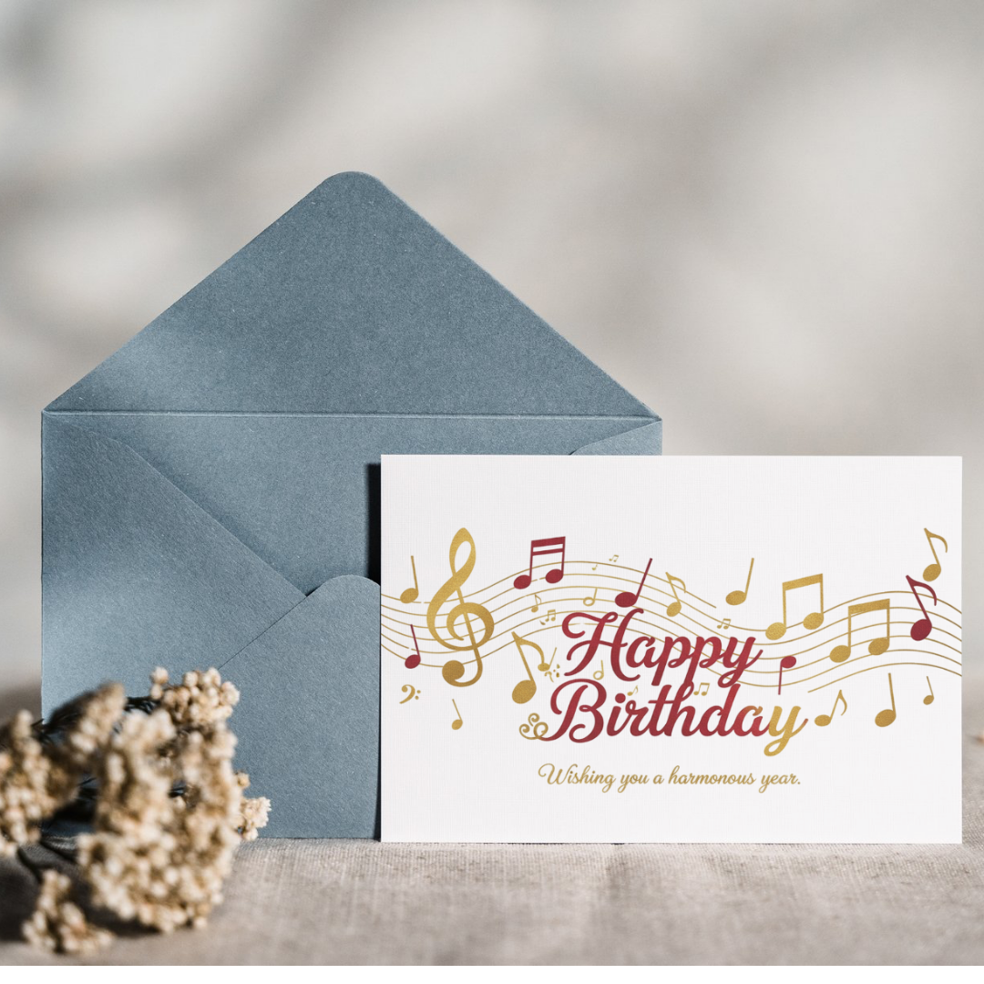 Birthday Card with Music Notes - Braille & Tactile