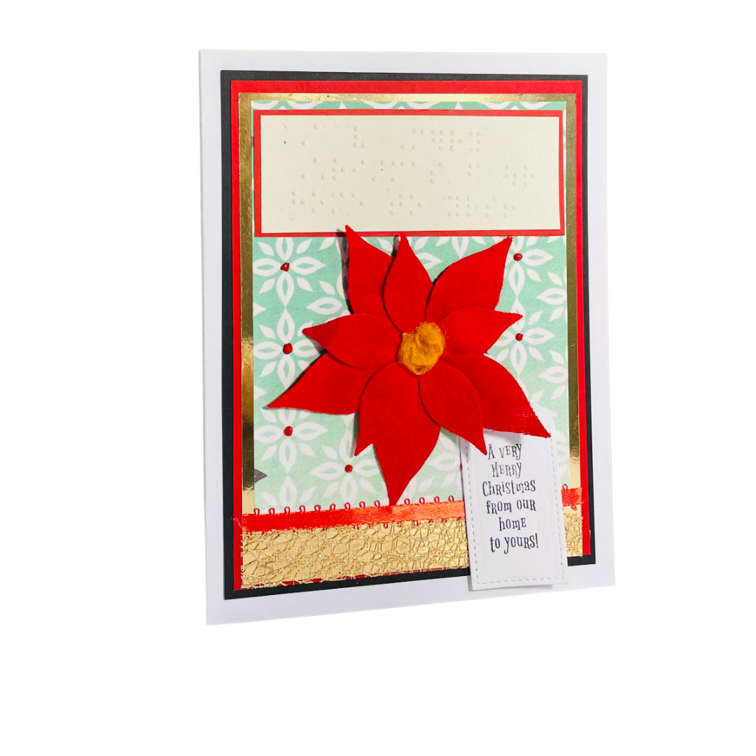 Braille Christmas Greeting Card Tactile Poinsettia flower