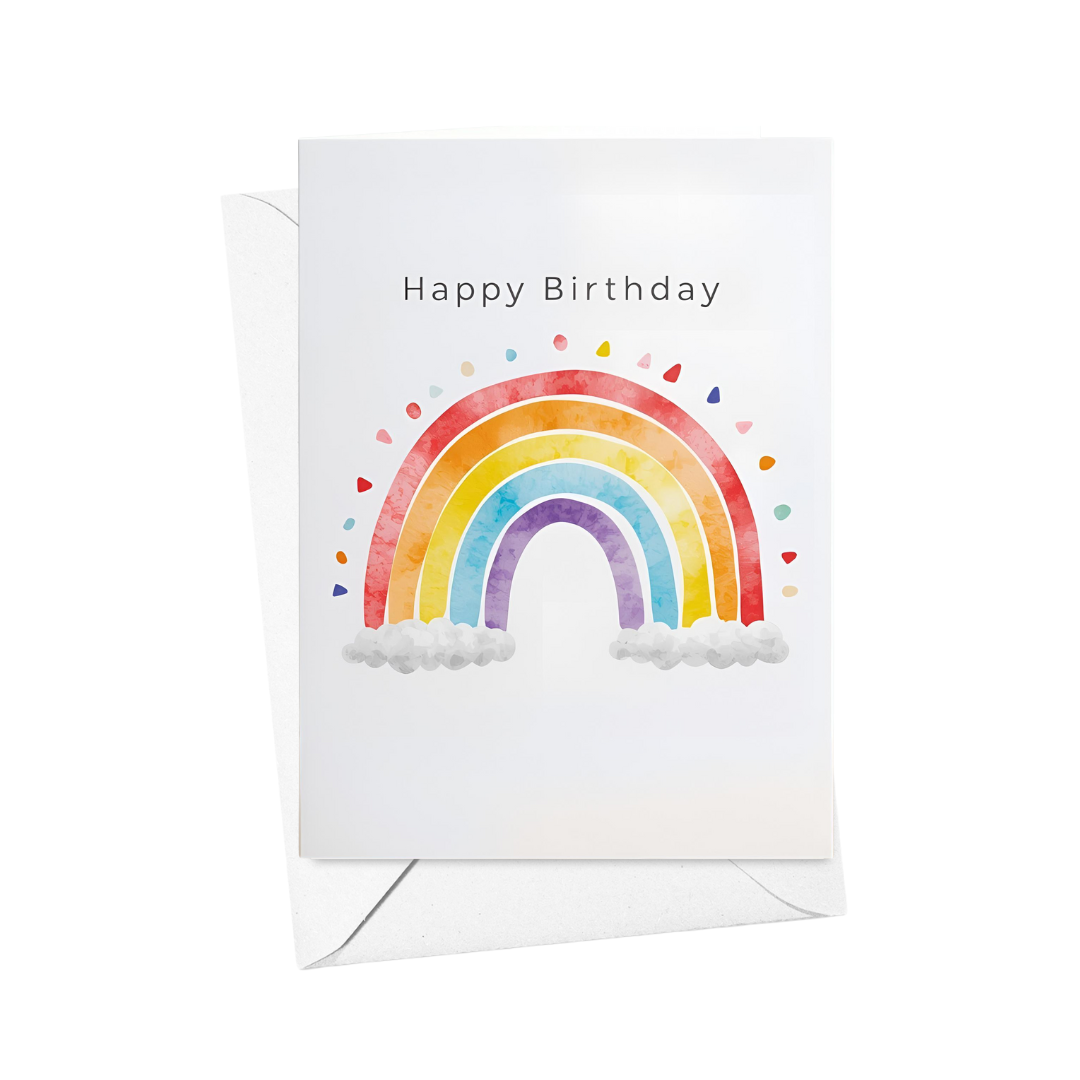 Rainbow-Themed Braille Birthday Card