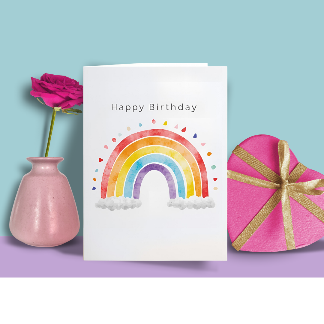 Rainbow-Themed Braille Birthday Card