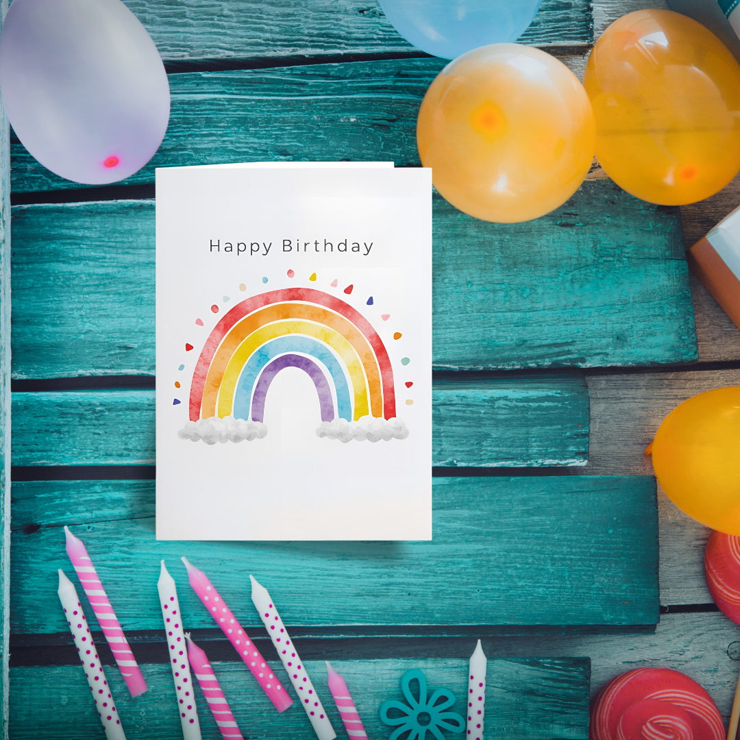 Rainbow-Themed Braille Birthday Card